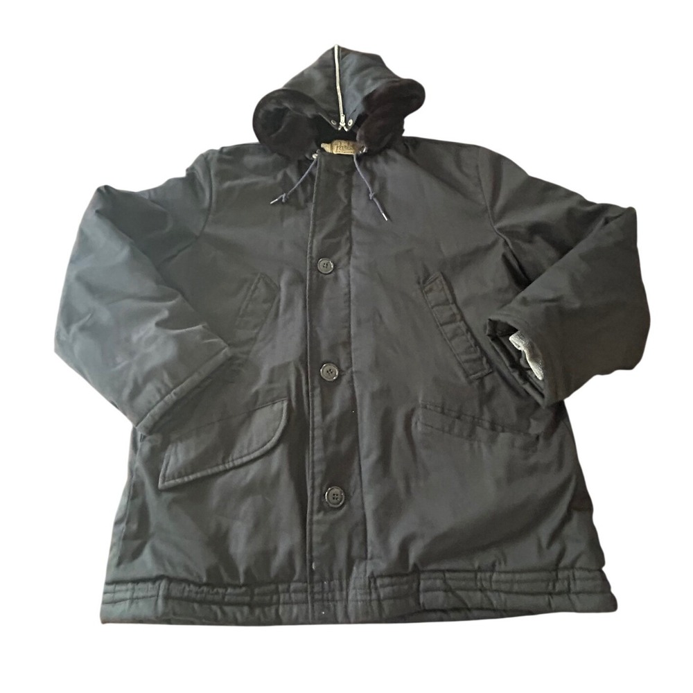 Vintage Parka Quilted Insulated Jacket Black Heavy Hooded Coat Gorpcore Winter